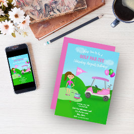 Leuke meisjesgolf-thema verjaardagsfeestje kaart