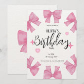 Leuke meisjesroze glitter verjaardag kaart (Voorkant / Achterkant)