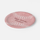 Leuke meisjesroze softbal honkbal verjaardagsfeest papieren bordje (Gekanteld)