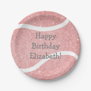 Leuke meisjesroze tennis verjaardagsfeestje papieren bordje