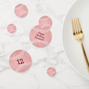 Leuke meisjessport verjaardag roze softbal honkbal confetti