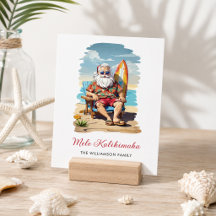 Leuke Mele Kalikimaka Kerstkaart van Santa Surfpla