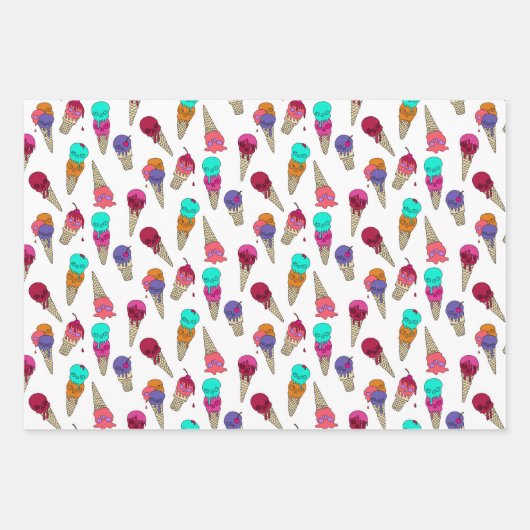 Leuke Melty Summer Gothic Skull Ice Cream op wit Inpakpapier Vel (Voorkant 3)