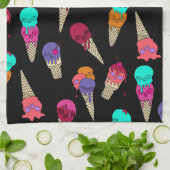 Leuke Melty Summer Gothic Skull Ice Cream raar zwa Theedoek (Gevouwen)