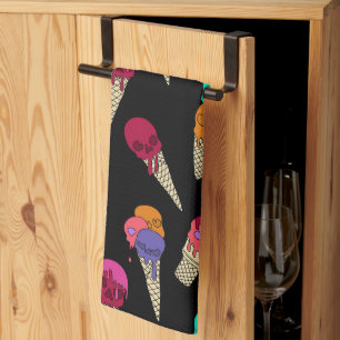 Leuke Melty Summer Gothic Skull Ice Cream raar zwa Theedoek