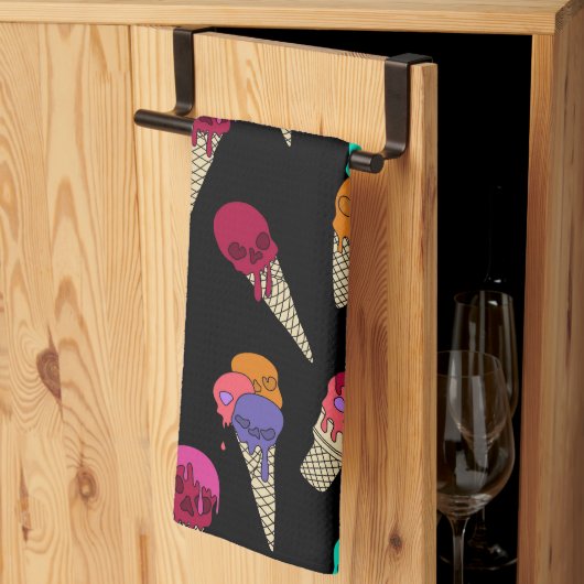 Leuke Melty Summer Gothic Skull Ice Cream raar zwa Theedoek (Derde Gevouwen)