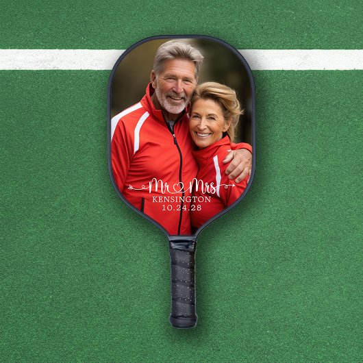 Leuke meneer mevrouw gepersonaliseerd 2 foto pickleball paddle
