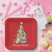 Leuke Meowy Catmas Katten Kerstboom Aangepast Papieren Bordje (Feest)