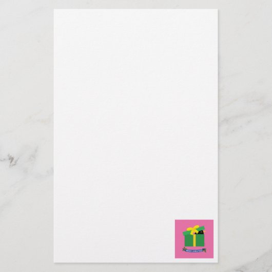 Leuke merel gluren uit een geschenkdoos briefpapier (Voorkant)