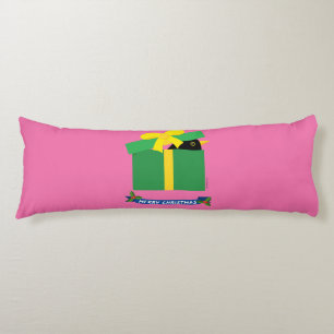 Leuke merel gluren uit een geschenkdoos lichaamskussen