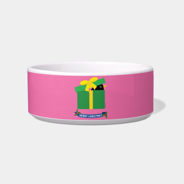 Leuke merel gluren uit een geschenkdoos voerbakje (Voorkant)