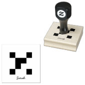 Leuke merel gluren uit geschenkdoos aangepaste naa rubberstempel (Gestempeld)