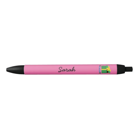 Leuke merel gluren uit geschenkdoos aangepaste naa zwarte inkt pen (Voorkant)