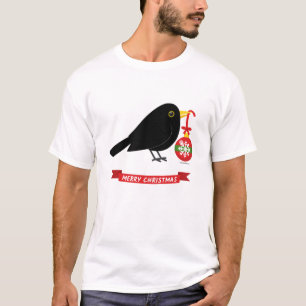 Leuke merel met een kerstbal t-shirt