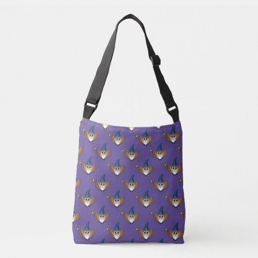 Leuke Merlin de Wizard Uil Cartoon Crossbody Tas (Voorkant)