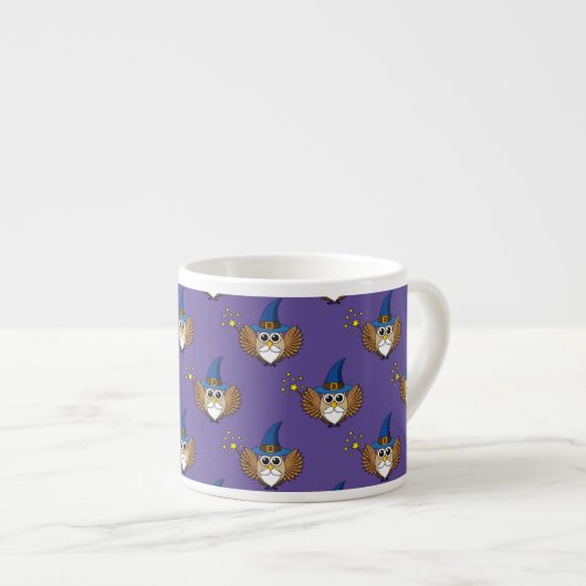 Leuke Merlin de Wizard Uil Cartoon Espresso Kop (Voorkant rechts)