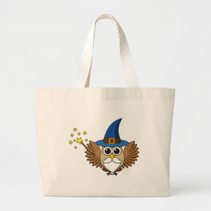 Leuke Merlin de Wizard Uil Cartoon Grote Tote Bag
