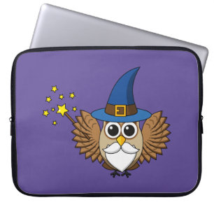 Leuke Merlin de Wizard Uil Cartoon Laptop Sleeve
