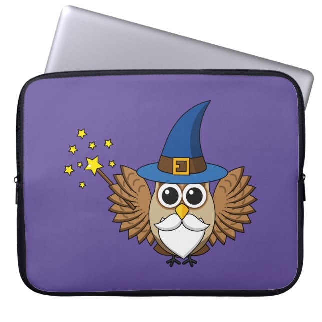 Leuke Merlin de Wizard Uil Cartoon Laptop Sleeve (Voorkant)