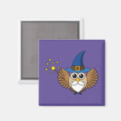 Leuke Merlin de Wizard Uil Cartoon Magneet (Voorkant / Achterkant)