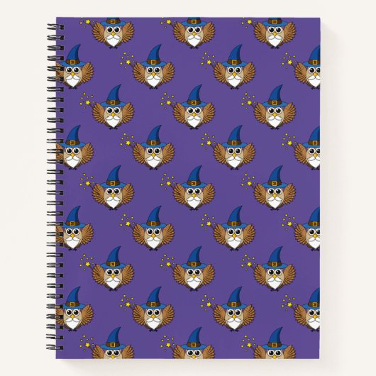 Leuke Merlin de Wizard Uil Cartoon Notitieboek (Voorkant)