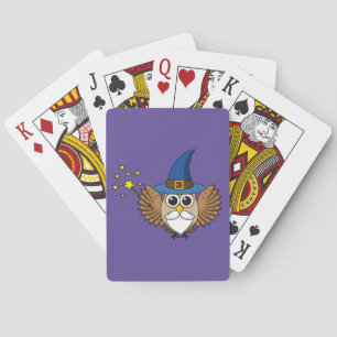 Leuke Merlin de Wizard Uil Cartoon Pokerkaarten