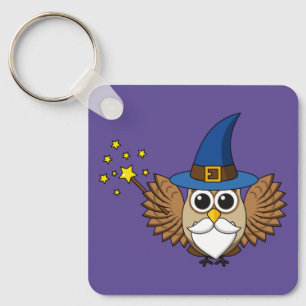 Leuke Merlin de Wizard Uil Cartoon Sleutelhanger