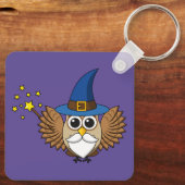 Leuke Merlin de Wizard Uil Cartoon Sleutelhanger (Achterkant)