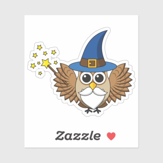 Leuke Merlin de Wizard Uil Cartoon Sticker (Vel)