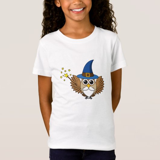 Leuke Merlin de Wizard Uil Cartoon T-shirt (Voorkant)