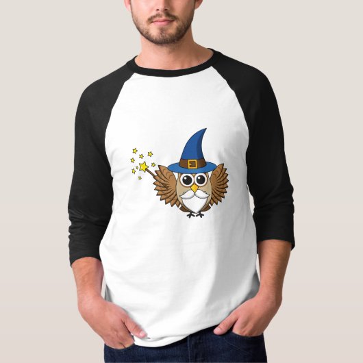 Leuke Merlin de Wizard Uil Cartoon T-shirt (Voorkant)