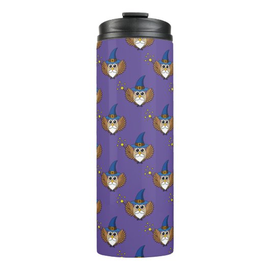Leuke Merlin de Wizard Uil Cartoon Thermosbeker (Voorkant)