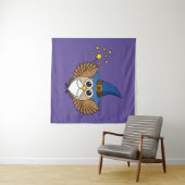 Leuke Merlin de Wizard Uil Cartoon Wandkleed (In Situ (horizontaal))
