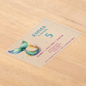 Leuke Mermaid Meisje Verjaardagsfeest Acryl Uitnodigingen (Laagn)