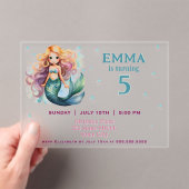 Leuke Mermaid Meisje Verjaardagsfeest Acryl Uitnodigingen (Insitu (Draagbaar))