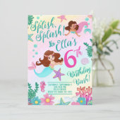 Leuke Mermaid Meisje Verjaardagsfeest Kaart (Staand voorkant)