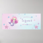 Leuke Mermaid Meisje Verjaardagsfeest Poster (Voorkant)