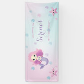 Leuke Mermaid Meisje Verjaardagsfeest Spandoek (Verticaal)