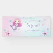 Leuke Mermaid Meisje Verjaardagsfeest Spandoek (Horizontaal)