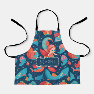 Leuke Mermaid Waterverf Kleurrijke Patroon Schort