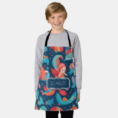 Leuke Mermaid Waterverf Kleurrijke Patroon Schort (Gedragen)