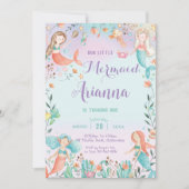Leuke Mermaids Meisje Verjaardag Onder het Zee Zwe Kaart (Voorkant)