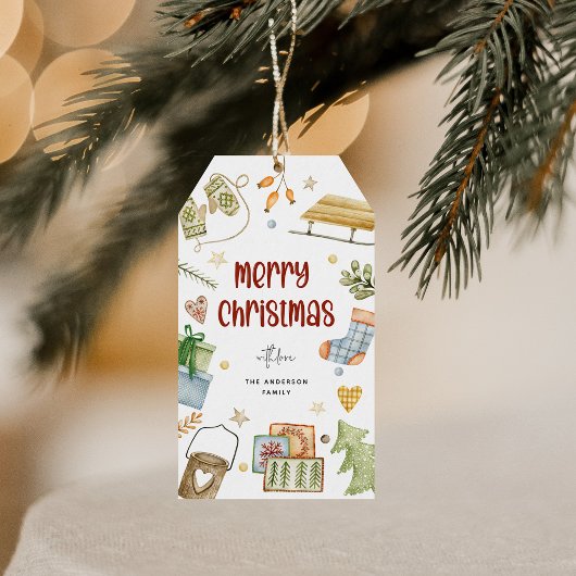 Leuke 'Merry Christmas' vakantieseizoen Cadeaulabel