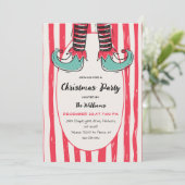 Leuke met de hand getekende Elf Sock Kerstfeest Kaart (Staand voorkant)