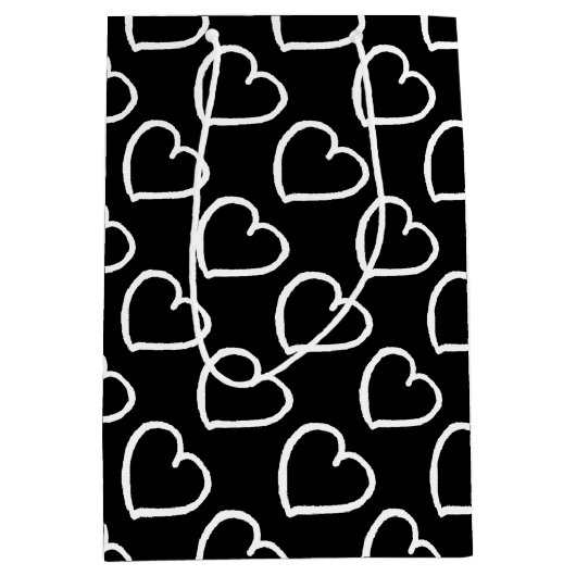 Leuke met de hand getekende harten ontworpen in wi medium cadeauzakje (Voorkant)