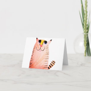 Leuke met de hand getekende oranje tabby kat bedan notitiekaartje