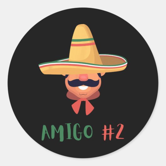 Leuke Mexicaanse Amigo #2 Groep Matching DIY Hallo Ronde Sticker (Voorkant)