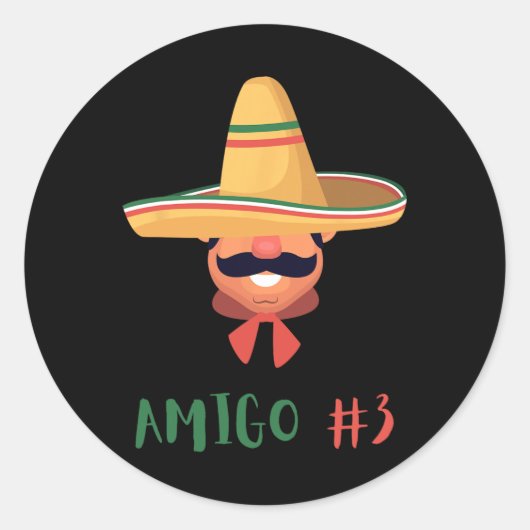 Leuke Mexicaanse Amigo #3 Groep Matching DIY Hallo Ronde Sticker (Voorkant)