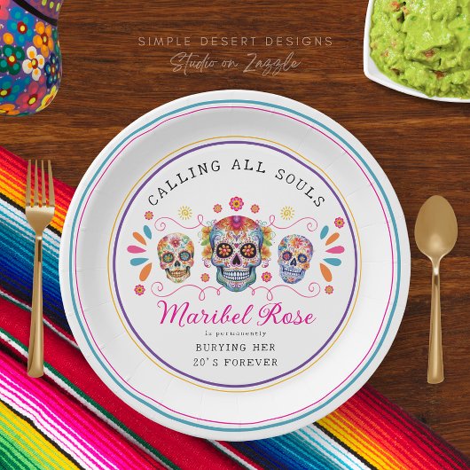 Leuke Mexicaanse Fiesta Calavera Sugar Skull Verja Papieren Bordje