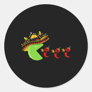 Leuke Mexicaanse Sombrero Eating Hot Pepper Skulls Ronde Sticker